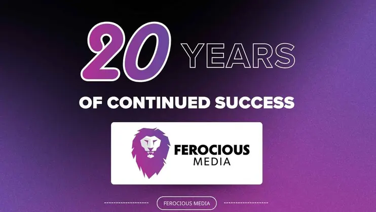 text reading 20 Years of Continued Success with the Ferocious Media logo