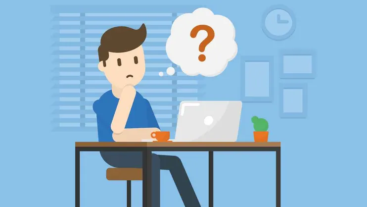 Person confused at desk