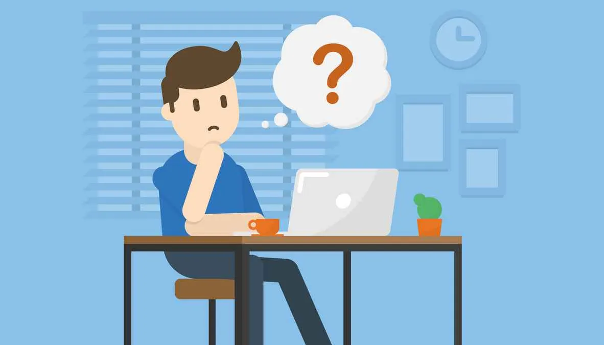 Person confused at desk
