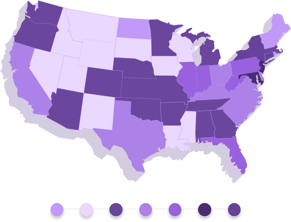 Map of the United States highlighting the markets Ferocious Media has managed campaigns in